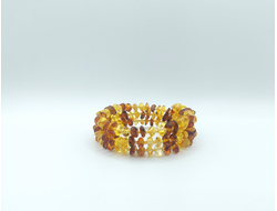 Браслет из двухцветного янтаря , тройной , безразмерный