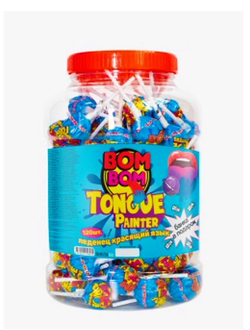 Леденцы карам. на пал. "BOM BOM" красящ. язык, 16г. *6бл*120шт (банка)
