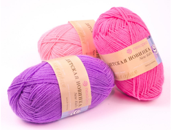 Пряжа Пехорка Детская новинка  Состав: 100% акрил высокообъёмный  Метраж: 200 м.  Вес мотка: 50 гр.  Вес упаковки: 500 гр