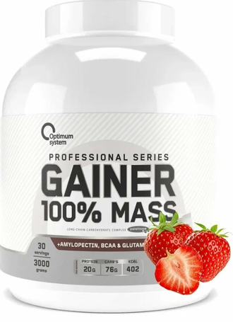 100% Mass Gainer (3 кг.) Optimum system. Клубника