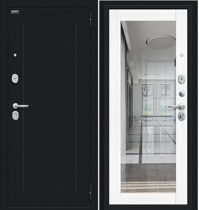 Дверь Входная  "Флэш"  Snow Melinga R/Букле черное