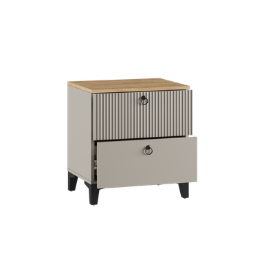 Ника Тумба прикроватная, ПВШ 400*516*410 (мдф бежевый мат-05 / лдсп кашемир + дуб делано)