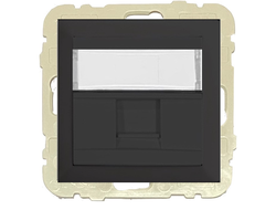 Лицевая панель с суппортом для коннектора RJ45 черный матовый - Logus 90 - Efapel 90441 SPM