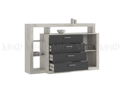 Ангара Комод графит, дуб крафт, Ш1602хВ1040хГ476 мм