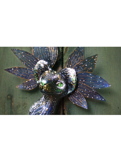 Необычная брошь &quot;Морская Кицунэ - Волшебная Лисичка&quot; (шёлк, флюорит, кварц)