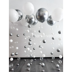 Шары цепочки с пузырями (10 шт), "Серебро"