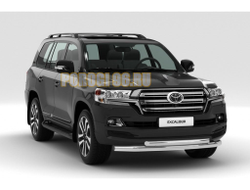 Защита заднего бампера уголки двойные d76/42+ защита переднего бампера двойная d76/42 для Toyota Land Cruiser 200 Excalibur 2017-