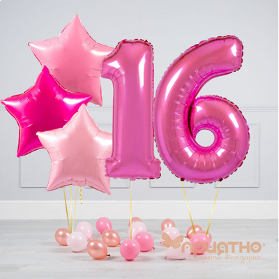 CЕТ ИЗ ВОЗДУШНЫХ ШАРОВ "ОТТЕНКИ ФУКСИИ"