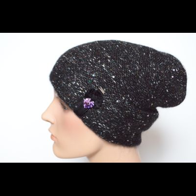 Черная меланжевая шапка с украшением Vizio Италия 6926 CL и шарф