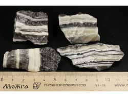 Кальцит полосатый (Зебра), необработанный, дикий образец в ассортименте, Китай (35-55 мм, 30-40 г) №37895