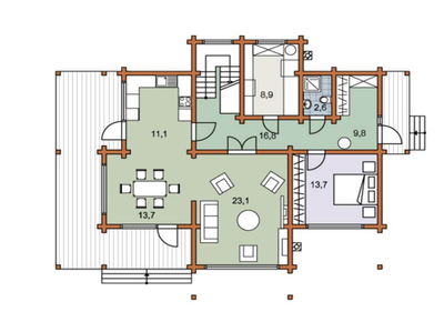 Дом из профилированного бруса  в два полноценных этажа ПБ-03, 263 м2