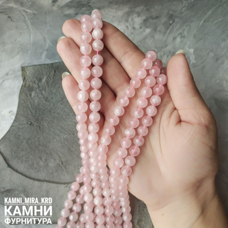Розовый кварц мстр.Мадагаскар, шары без тонировки 10,1-10,5 мм, цена за нить 19 см