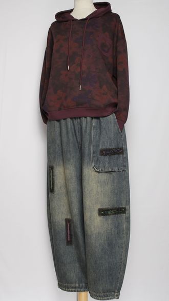 Джинсы "Цветные швы" синие р.48-54