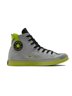 Кеды Converse All Star Cx Stretch Canvas серые высокие с салатовыми вставками