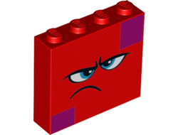 Brick 1 x 4 x 3 with Dark Azure Eyes, Furrowed Eyebrows, Frown and Magenta Squares on Two Corners Pattern Queen Watevra WaNabi Face, Red (49311pb002 / 6263004)