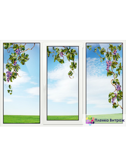 Витражная пленка виноград ,витражная пленка самоклеющаяся с рисунком под заказ, виноградная лоза