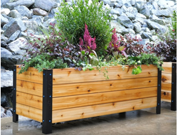 Кашпо из дерева большое с вставками