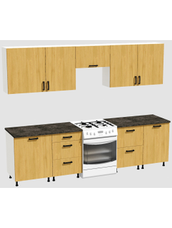 Кухня Эконом 2,1 метра (600х450х600х450) Цвет: Дуб Сонома/Дуб Сонома