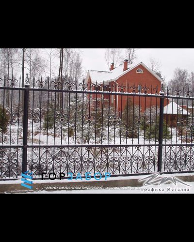 Красивые откатные кованые ворота KOV1504