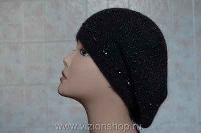 Берет на осень весну с бисером и камнями Vizio Италия 5892 BO черный