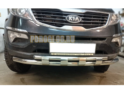 Защита переднего бампера двойная с перемычками d60/42 для Kia Sportage 2010-2015