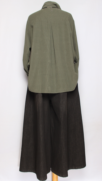 Рубашка вельветовая "Укороченная защип сзади" хаки р.46-54