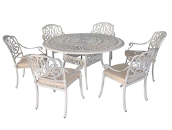 Белая обеденная группа William 6 из литого алюминия