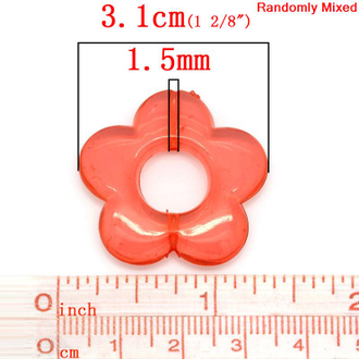 Акриловая подвеска-бусина Цветок 30 х 31 мм. Отв. 1,5 мм. Микс. Цена за 5 шт