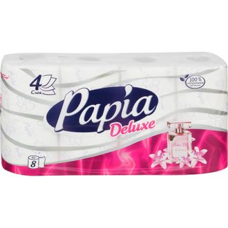 Бумага туалетная PapiaDelux DolceVit 4слбел 100%ц втул 17,5м 140л 8рул/уп