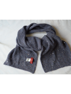 Голубой вязаный шарф с большими пайетками Италия vizio 5841