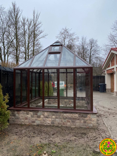 Базовая комплектация беседки в английском стиле из стекла и алюминия ЧЕЛСИ S размером 3000 х 3000 мм