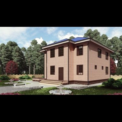 Двухэтажный каркасный дом с четырьмя спальнями 195м² (SK46)