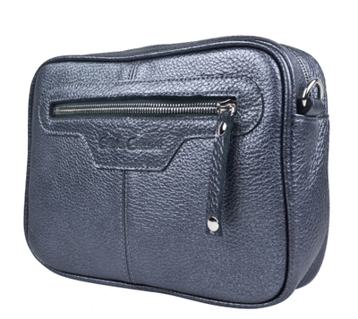 Кожаная женская сумка Melotta shiny grey (арт. 8017-40)