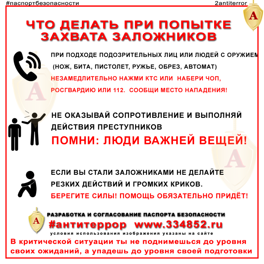 Действия при угрозе захвата заложников