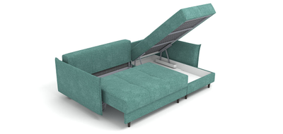 ДВУСПАЛЬНЫЙ РАСКЛАДНОЙ ПРУЖИННЫЙ ДИВАН-КРОВАТЬ КАРОЛИНА С НОЖКАМИ, УГЛОВОЙ, СО СПАЛЬНЫМ МЕСТОМ И МЕХАНИЗМОМ ПАНТОГРАФ, С ПОДУШКАМИ