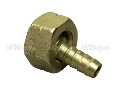 Штуцер с накидной гайкой  М22 лев. резьба, вн. под  шланг d - 9мм
