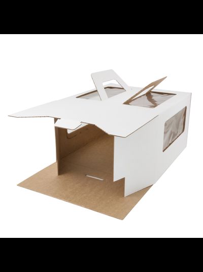 Коробка для торта с ручками с/о (белая, Т22В), 250*250*150мм