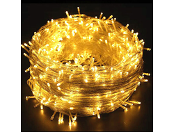 Гирлянда-нить 500л 35м прозрачный провод тепло-белая