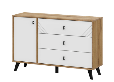 Байкал Комод 3 ящика со створкой Дуб Золотой/Белый матовый
