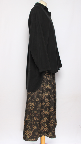 Рубашка Бохо "Вельвет асимметрия" черная