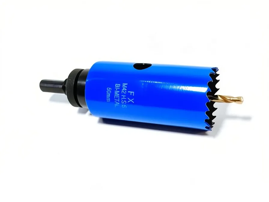 Биметаллическая коронка 52 мм  с держателем и центрирующим сверлом глубина 100