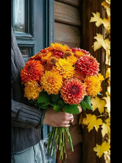 Букет из 15 георгин