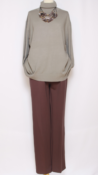 Брюки "Прямые" трикотажные капучино р.48,52