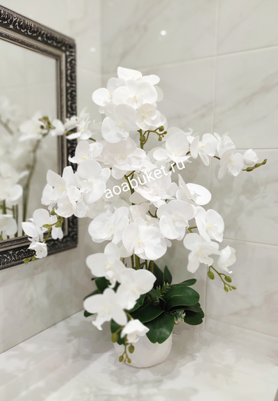 Композиция из искусственных цветов, орхидея белая № ОР003