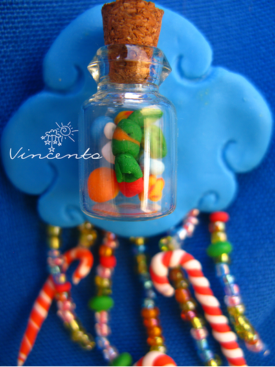 Праздничная брошь с конфетами и баночкой - "Карамельное счастье"