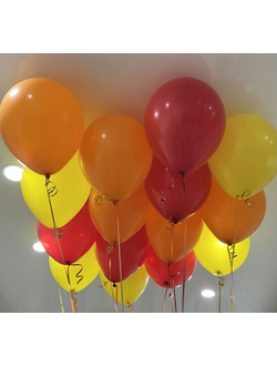 Шары красный, жёлтый, оранжевый 15 шт под потолок