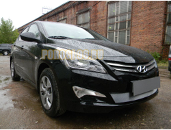 Защита радиатора Hyundai Solaris 2014-2017 chrome