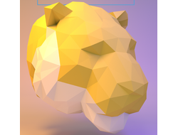 Модель для бумажного моделирования "Голова тигра желто-белая"
