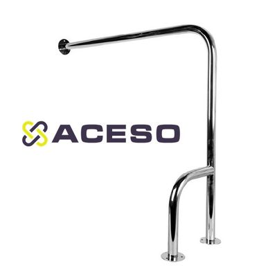 Поручень стационарный Г-образный, нержавеющая  полированная  сталь 850 x 750   Левое или правое