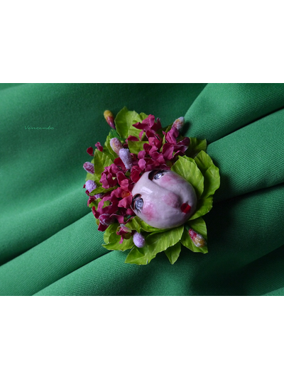 Яркая брошь в стиле шебби-шик "Принцесса Цветов. Весенний Театр"